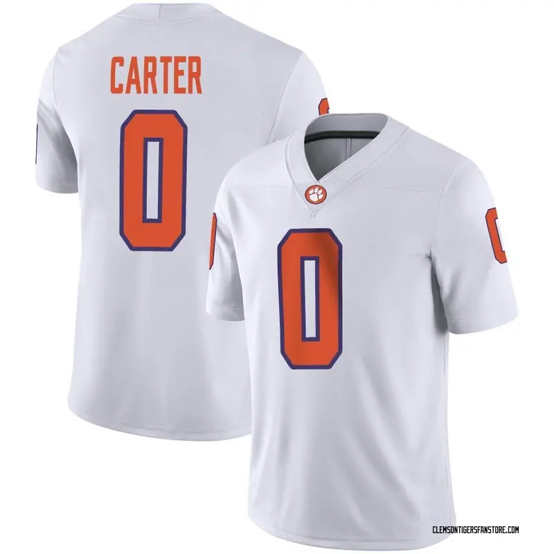 Game Men's Barrett Carter Clemson Tigers White Football Jersey