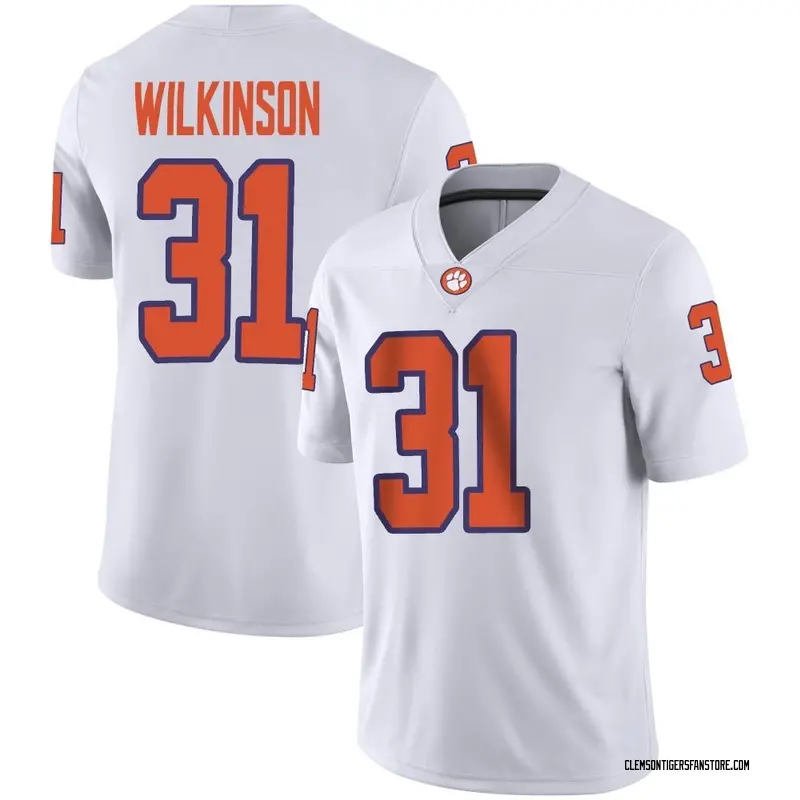 Game Men's Joe Wilkinson Clemson Tigers White Football Jersey