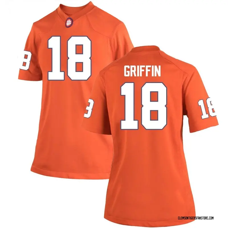 Game Women's Kylon Griffin Clemson Tigers Orange Team Color College Jersey