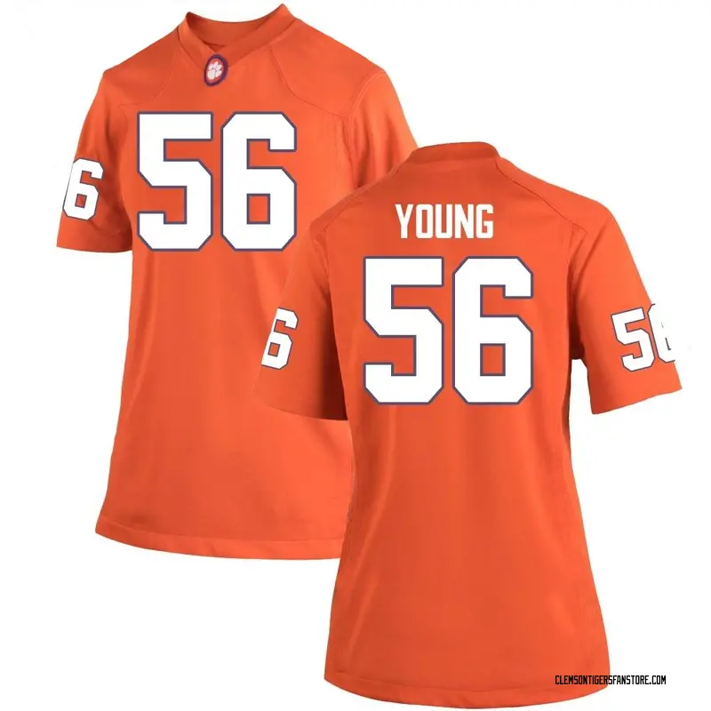 Game Women's Watson Young Clemson Tigers Orange Team Color College Jersey