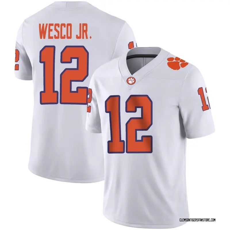 Game Youth Bryant Wesco Jr. Clemson Tigers White Football Jersey