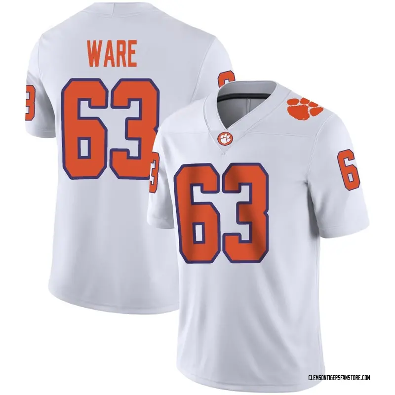 Game Youth Easton Ware Clemson Tigers White Football Jersey