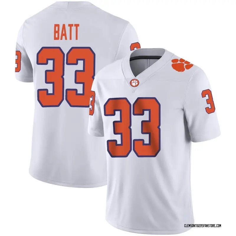 Game Youth Griffin Batt Clemson Tigers White Football Jersey