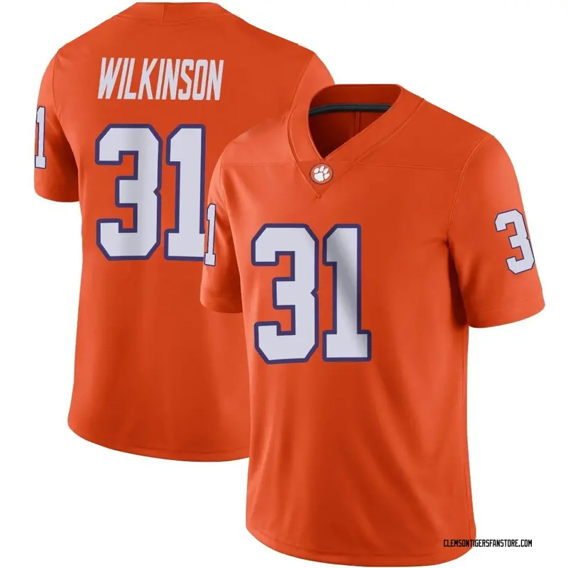 Game Youth Joe Wilkinson Clemson Tigers Orange Football Jersey