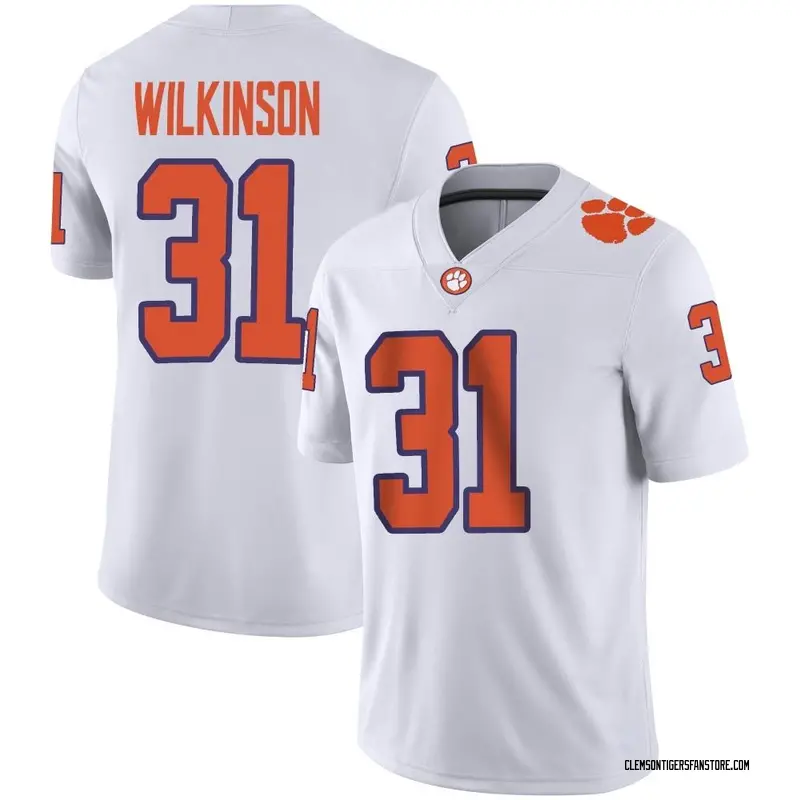 Game Youth Joe Wilkinson Clemson Tigers White Football Jersey