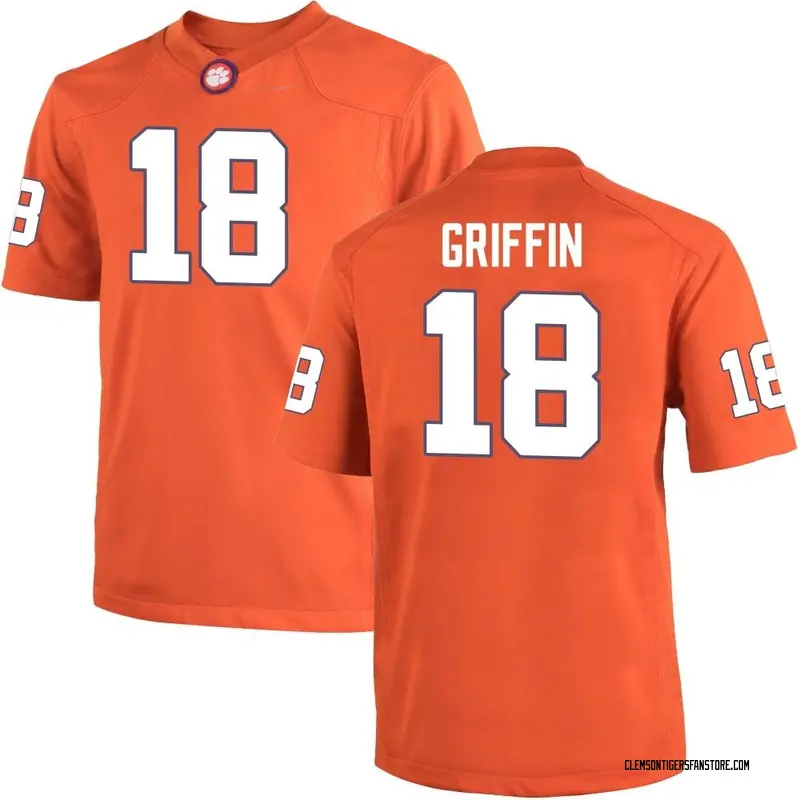 Game Youth Kylon Griffin Clemson Tigers Orange Team Color College Jersey