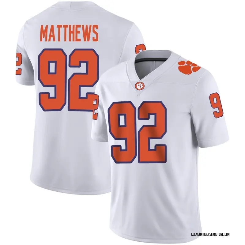 Game Youth Levi Matthews Clemson Tigers White Football Jersey