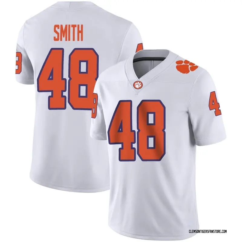 Game Youth Walt Smith Clemson Tigers White Football Jersey