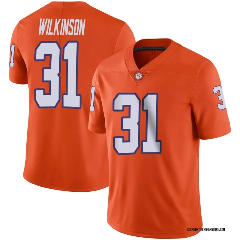 Limited Men's Joe Wilkinson Clemson Tigers Orange Football Jersey